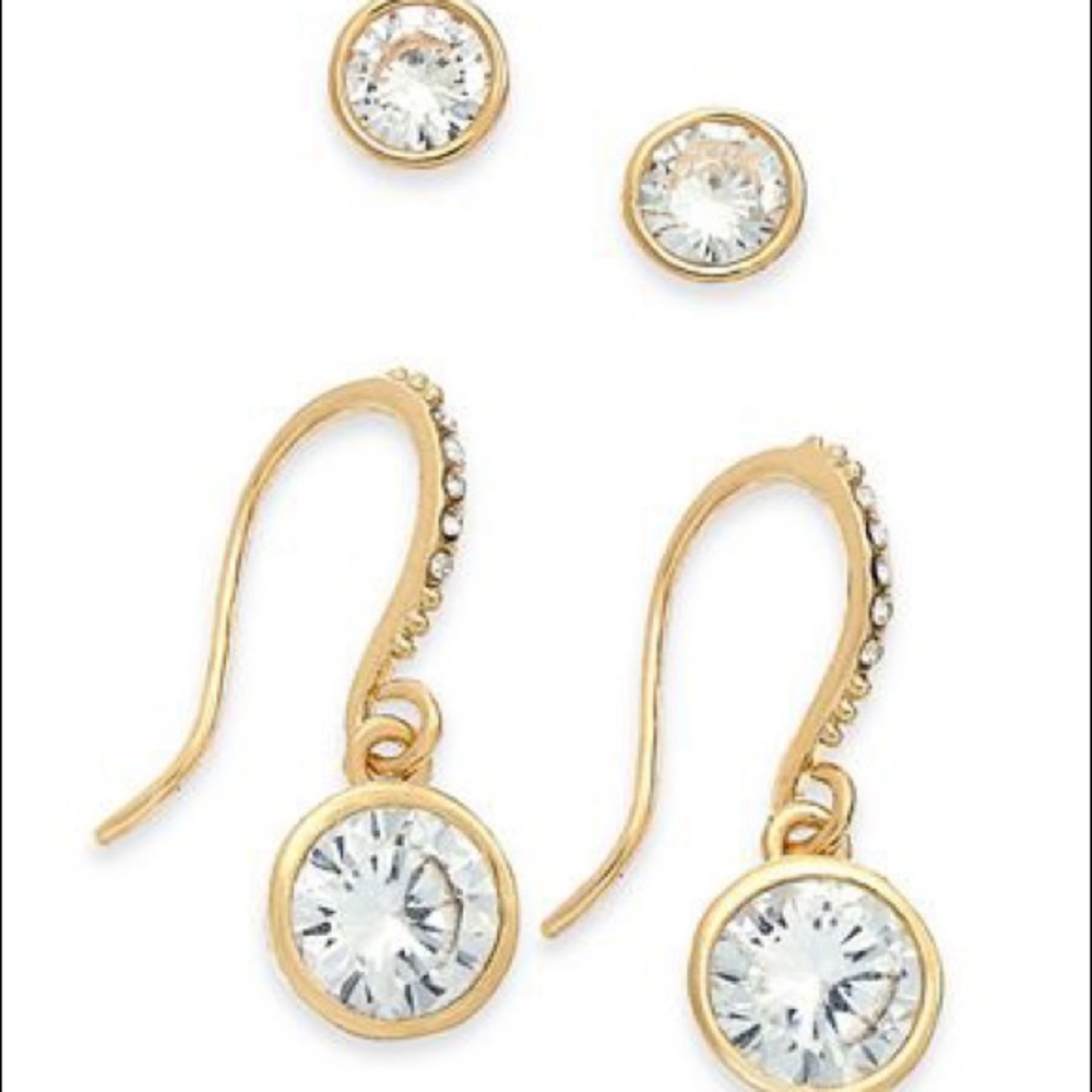 2-Pc. Set Cubic Zirconia Stud & Drop Earrings